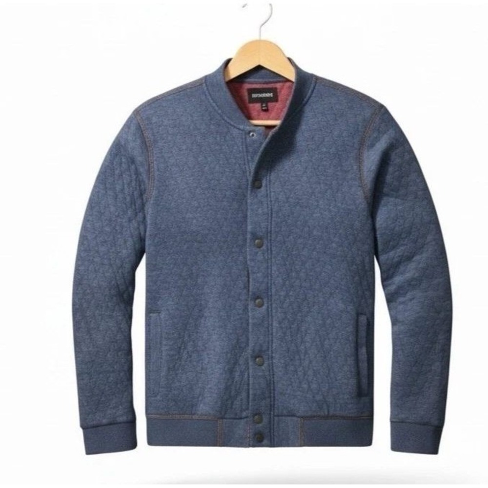 NWT Bonobos Men Quilted Bomber Jacket Heather Navy Academia Snap Front Preppy M